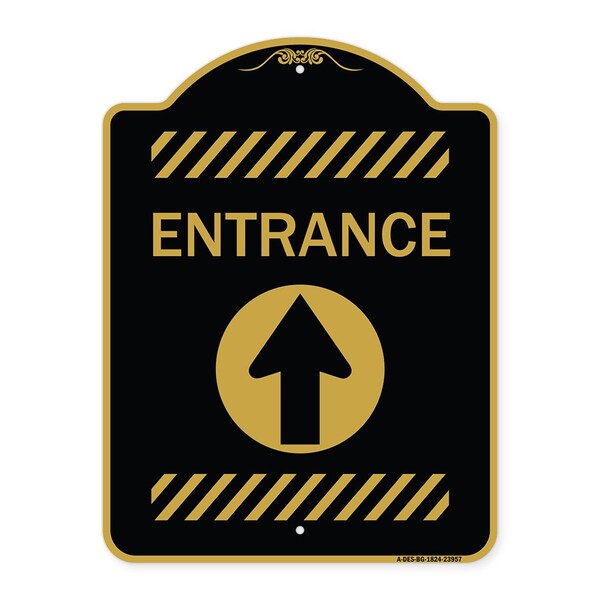 Signmission Flex Post Entrance with Straight Ahead Arrow Decal Only for Flex Paddle, Black & Gold, BG-1824-23957 A-DES-BG-1824-23957 - main